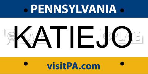KATIEJO Pennsylvania License Plate