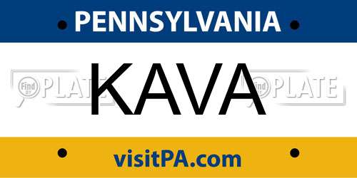 KAVA Pennsylvania License Plate