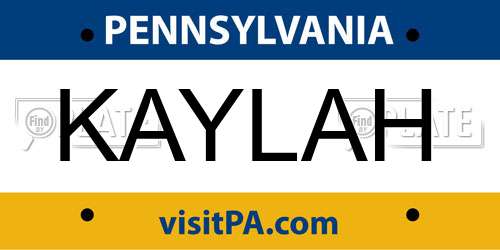 KAYLAH Pennsylvania License Plate
