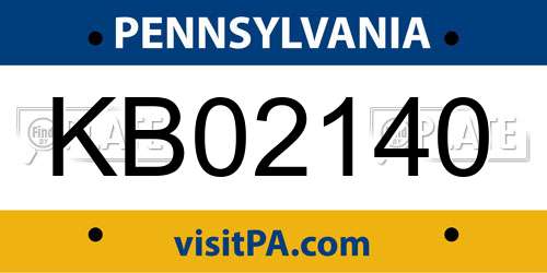 KB02140 Pennsylvania License Plate