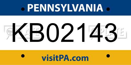 KB02143 Pennsylvania License Plate