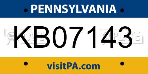 KB07143 Pennsylvania License Plate