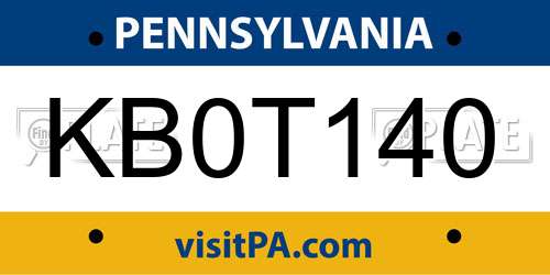 KB0T140 Pennsylvania License Plate