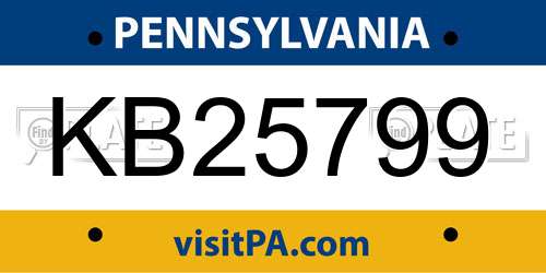 KB25799 Pennsylvania License Plate