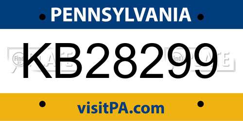KB28299 Pennsylvania License Plate