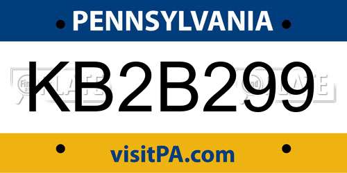 KB2B299 Pennsylvania License Plate