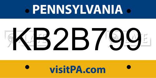 KB2B799 Pennsylvania License Plate