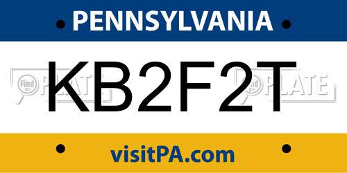 KB2F2T Pennsylvania License Plate