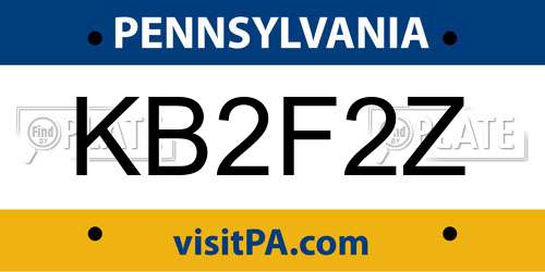 KB2F2Z Pennsylvania License Plate