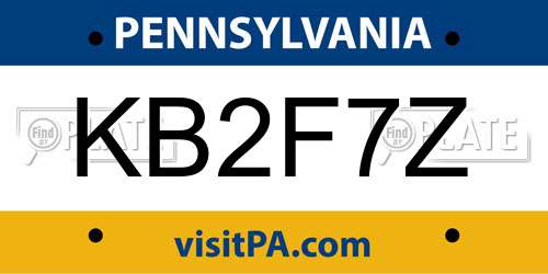 KB2F7Z Pennsylvania License Plate