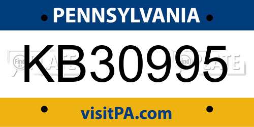 KB30995 Pennsylvania License Plate