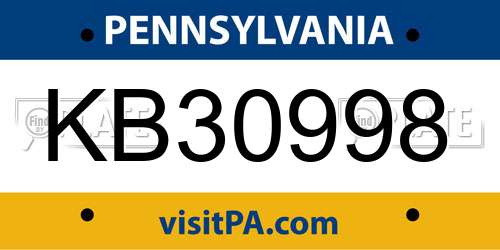 KB30998 Pennsylvania License Plate
