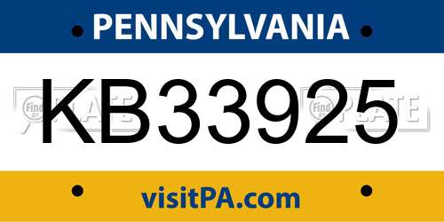 KB33925 Pennsylvania License Plate