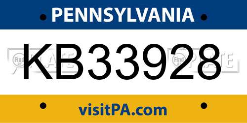 KB33928 Pennsylvania License Plate