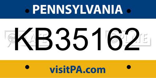 KB35162 Pennsylvania License Plate