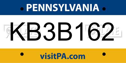 KB3B162 Pennsylvania License Plate