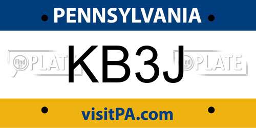 KB3J Pennsylvania License Plate