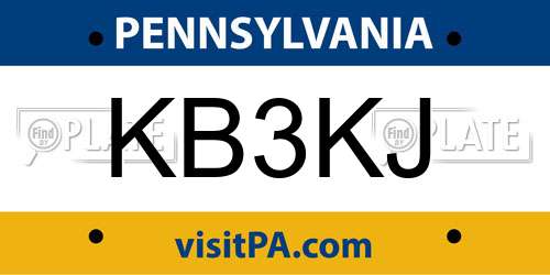 KB3KJ Pennsylvania License Plate