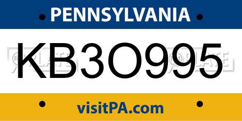 KB3O995 Pennsylvania License Plate