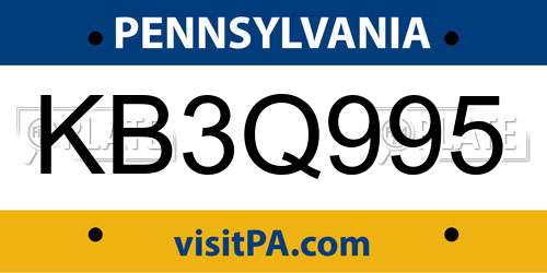 KB3Q995 Pennsylvania License Plate