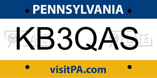 KB3QAS Pennsylvania License Plate