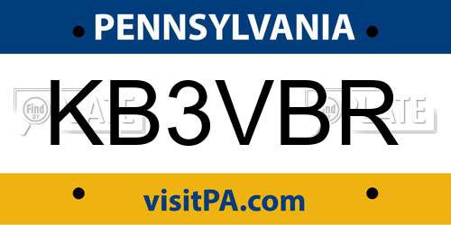 KB3VBR Pennsylvania License Plate