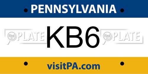 KB6 Pennsylvania License Plate