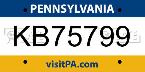 KB75799 Pennsylvania License Plate