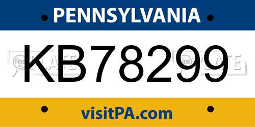 KB78299 Pennsylvania License Plate