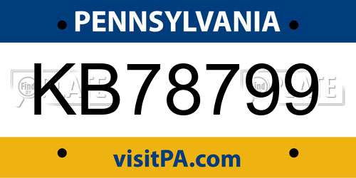 KB78799 Pennsylvania License Plate