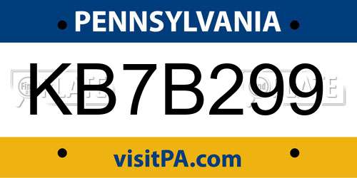 KB7B299 Pennsylvania License Plate
