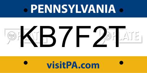 KB7F2T Pennsylvania License Plate
