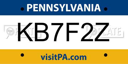 KB7F2Z Pennsylvania License Plate