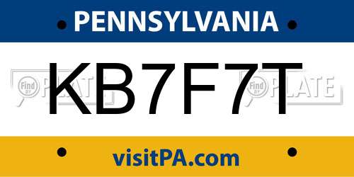 KB7F7T Pennsylvania License Plate