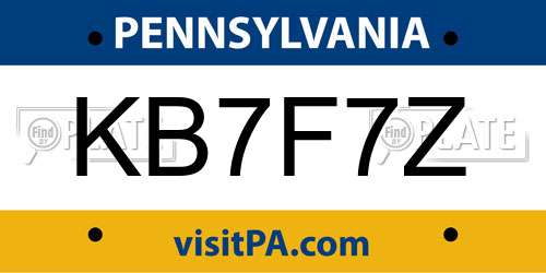 KB7F7Z Pennsylvania License Plate