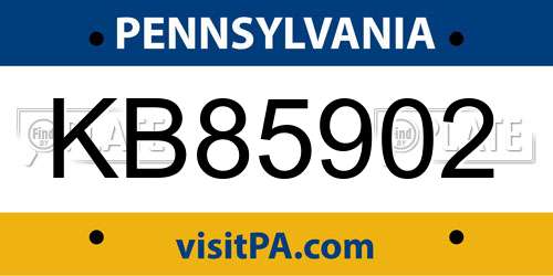 KB85902 Pennsylvania License Plate