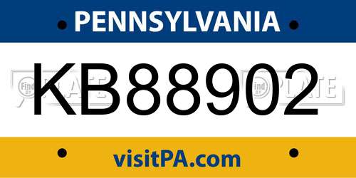 KB88902 Pennsylvania License Plate