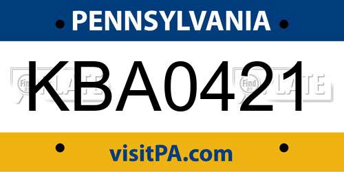 KBA0421 Pennsylvania License Plate