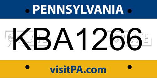 KBA1266 Pennsylvania License Plate