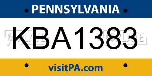 KBA1383 Pennsylvania License Plate