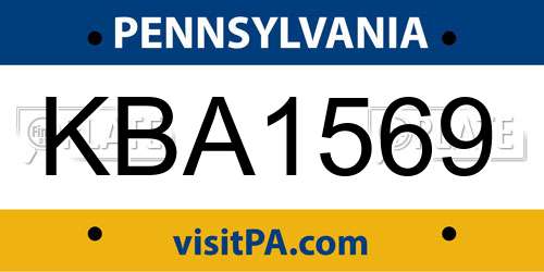 KBA1569 Pennsylvania License Plate