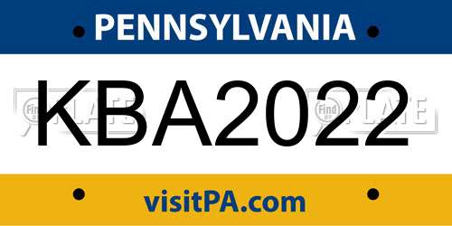 KBA2022 Pennsylvania License Plate