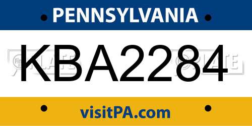 KBA2284 Pennsylvania License Plate
