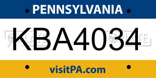 KBA4034 Pennsylvania License Plate