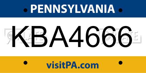 KBA4666 Pennsylvania License Plate