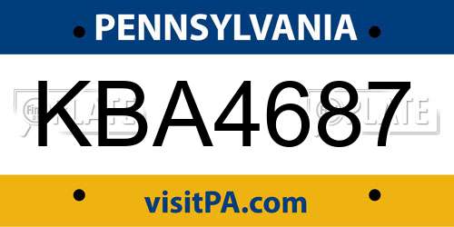 KBA4687 Pennsylvania License Plate