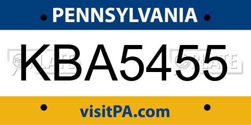 KBA5455 Pennsylvania License Plate