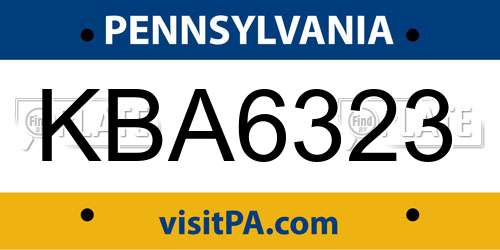 KBA6323 Pennsylvania License Plate