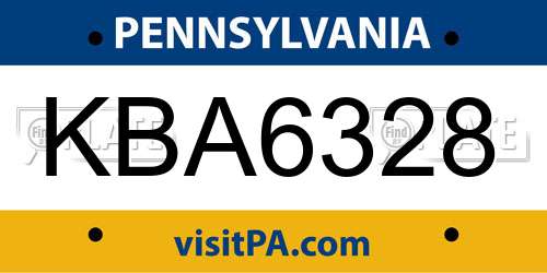 KBA6328 Pennsylvania License Plate