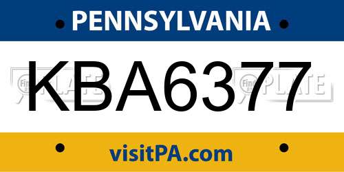 KBA6377 Pennsylvania License Plate